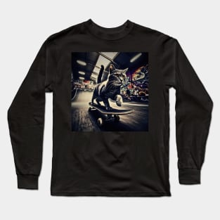 Cat on Skateboard Long Sleeve T-Shirt